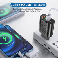 USLION 4 Port USB-C ładowarka 48W kabel USB do ładowania dla iPhone 12 Pro Max Macbook Xiaomi PD typu C ładowarek ściennych ładowarka USB 3